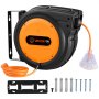 VEVOR Retractable Extension Cord Reel, 75 FT, Heavy Duty 14AWG/3C SJTOW Retractable Power Cord with Lighted Triple Tap Outlet, 13 Amp Circuit Breaker 180° Swivel Bracket for Ceiling or Wall Mount