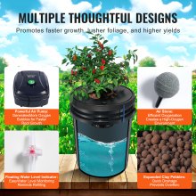 Sistema hidropónico VEVOR DWC, 5 galones, 4 cubos, cubo de cultivo de agua profunda, kit de cultivo hidropónico con bomba, piedra de aire y dispositivo de nivel de agua, para verduras de hoja interior/exterior