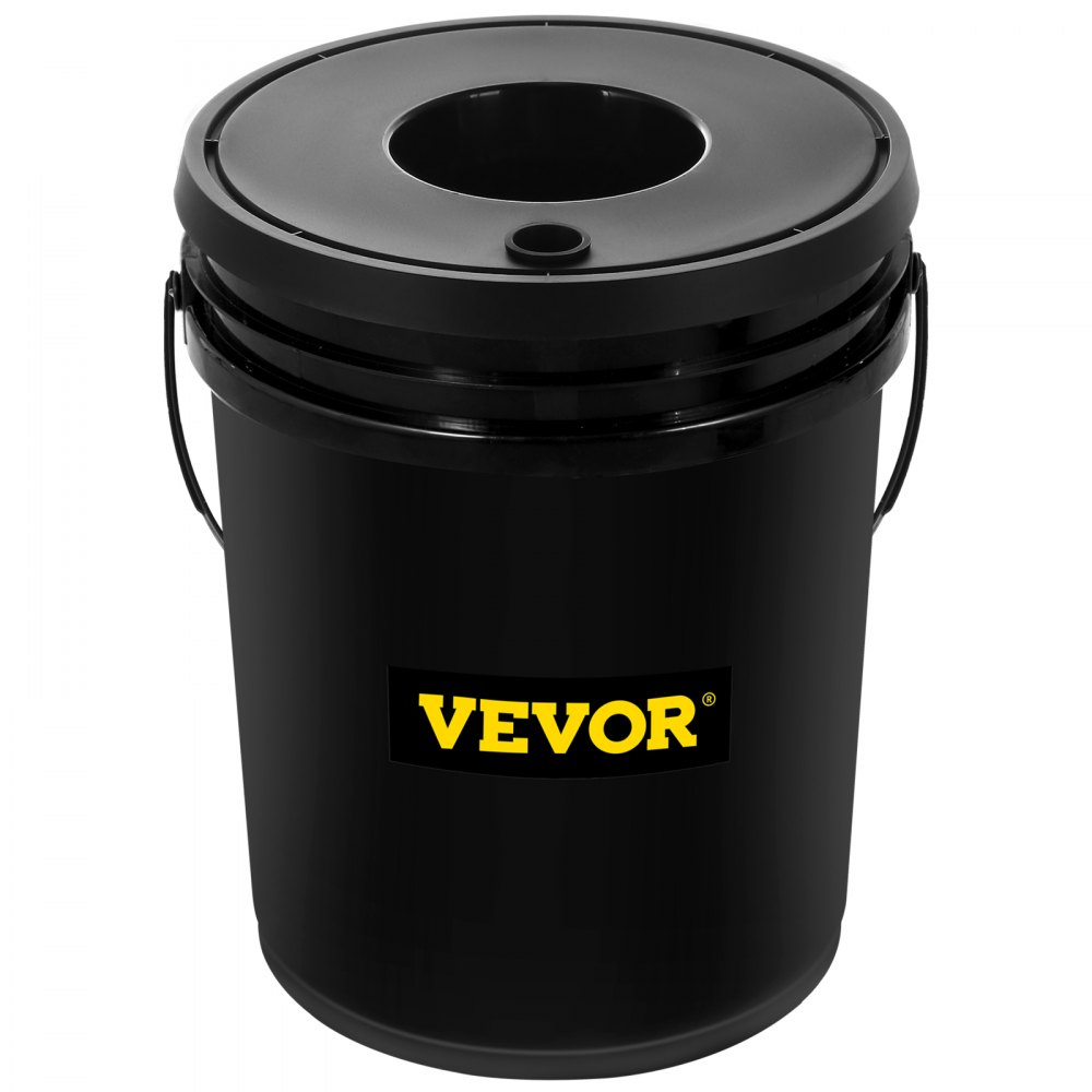 Sistema hidropónico VEVOR negro con tapa sellada y asa.