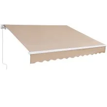 VEVOR Toldo retráctil manual, 12 x 10 pies, toldo para patio al aire libre, parasol retráctil, poliéster resistente al agua, puerta de patio, ventana, toldo, refugio con manivela para patio trasero, balcón
