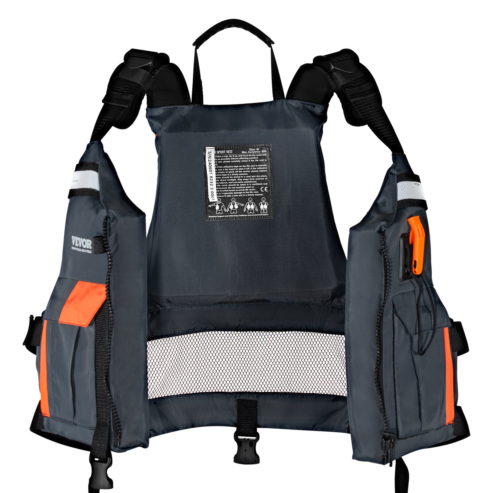 Chaleco salvavidas VEVOR para deportes acuáticos (PFD), chaleco salvavidas con nailon impermeable y flotabilidad de 85 N, chaleco/chaqueta salvavidas para cualquier actividad acuática: pesca, kayak, surf y más, para hombres y mujeres M