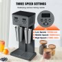 Batidora eléctrica VEVOR de 375 W x 2, batidora comercial de dos cabezales, microinterruptor inteligente LED, batidora de 3 velocidades con 2 vasos de acero inoxidable de 820 ml