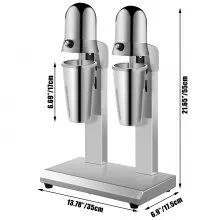 VEVOR Máquina para hacer batidos, máquina para hacer batidos de dos cabezales, mezcladora para batidos de 560 W, máquina para hacer maltas con vasos de 800 ml (acero inoxidable/PC), máquina eléctrica para hacer batidos de leche de 2 velocidades, batidora de bebidas de 36000 RPM, acero inoxidable