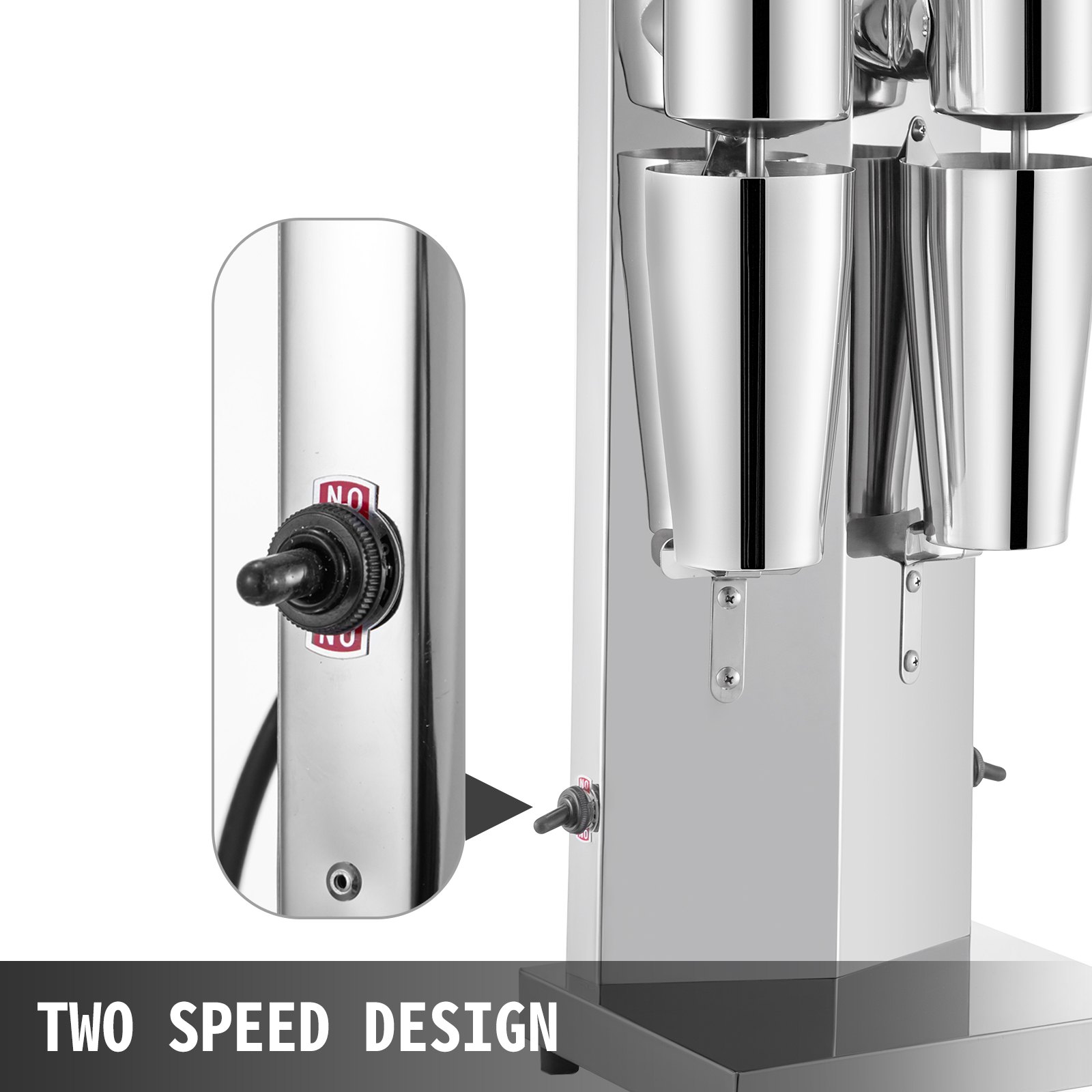VEVOR Kit para hacer batidos, máquina para hacer batidos eléctrica de acero inoxidable, máquina para hacer batidos de 180 W, máquina para hacer batidos clásica de doble cabezal con vaso de 800 ml, máquina para hacer batidos plateada, 2 velocidades ajustables