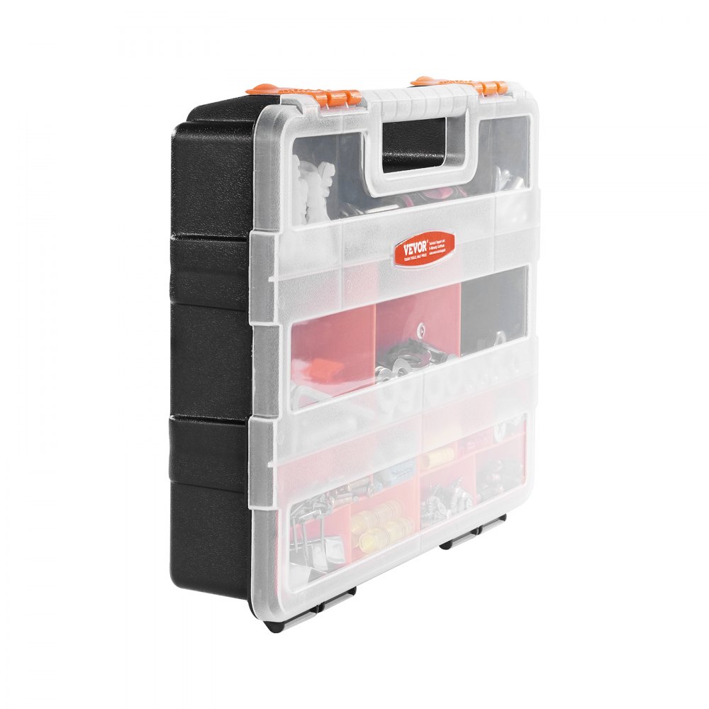 VEVOR - Organizador de piezas pequeñas (paquete de 3), 21 compartimentos, caja organizadora de herramientas con divisores extraíbles, caja de almacenamiento de hardware de PP de alta calidad con pestillo de seguridad y asa portátil para tuercas, pernos, tornillos y clavos.