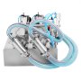 Máquina llenadora de líquidos VEVOR con boquillas de acero inoxidable y tubos azules.