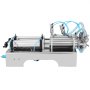 Máquina llenadora de líquidos VEVOR con componentes de acero inoxidable y tubos azules.