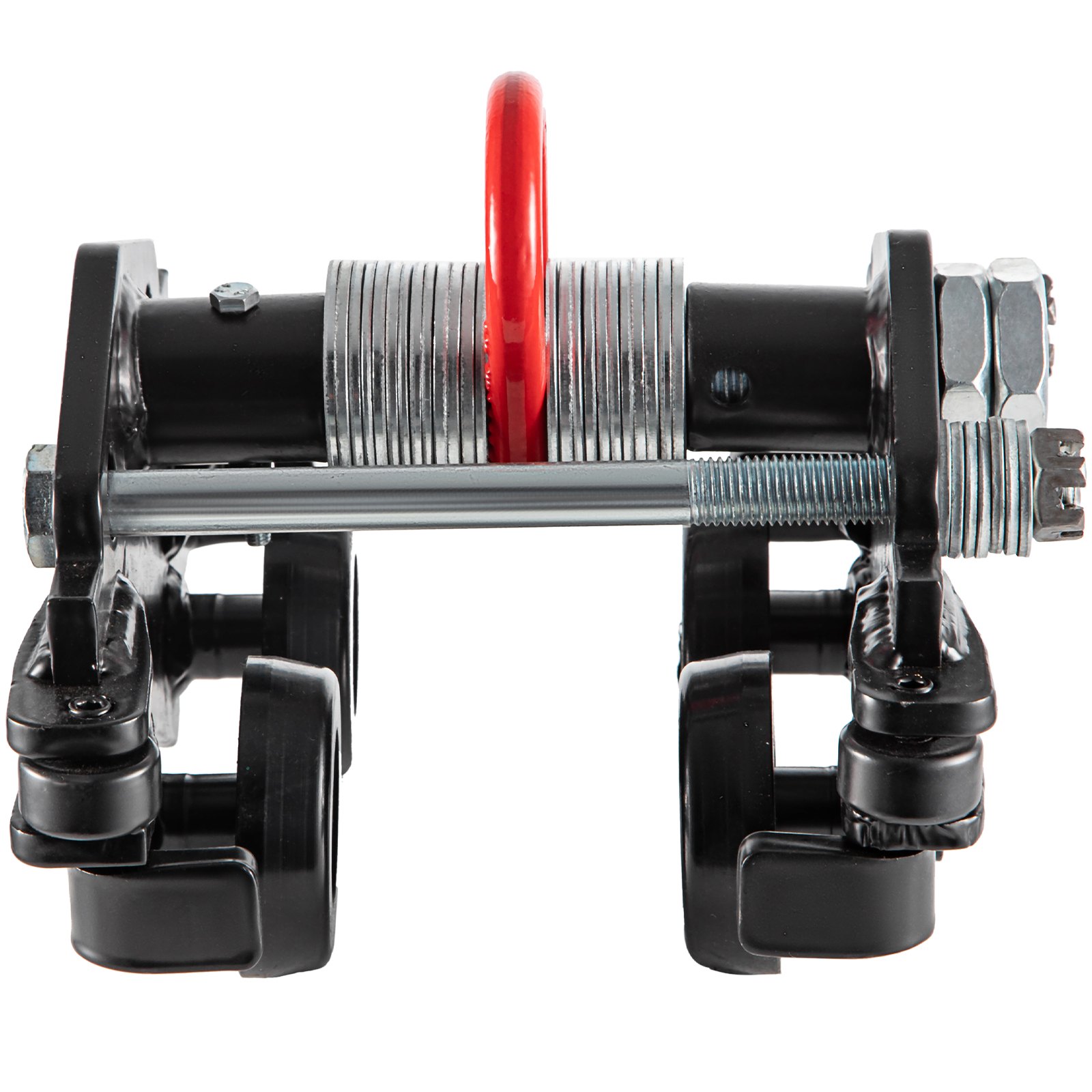 Carro manual VEVOR, carro de viga con capacidad de carga de 2200 LBS/1 tonelada, viga de empuje de ancho ajustable de 1,6"-3,5", carro de rodillos de oruga con ruedas dobles, polipasto de garaje para viga en I curvada recta