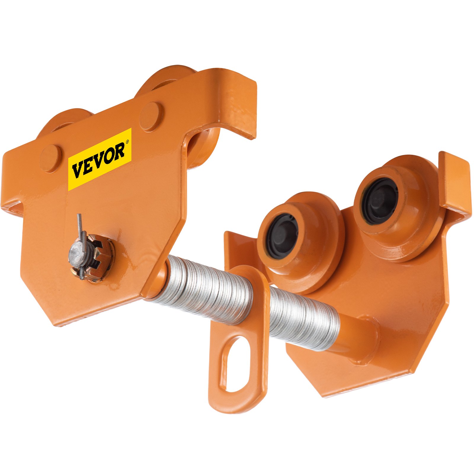 Carro manual VEVOR naranja con ruedas dobles y varilla roscada regulable.