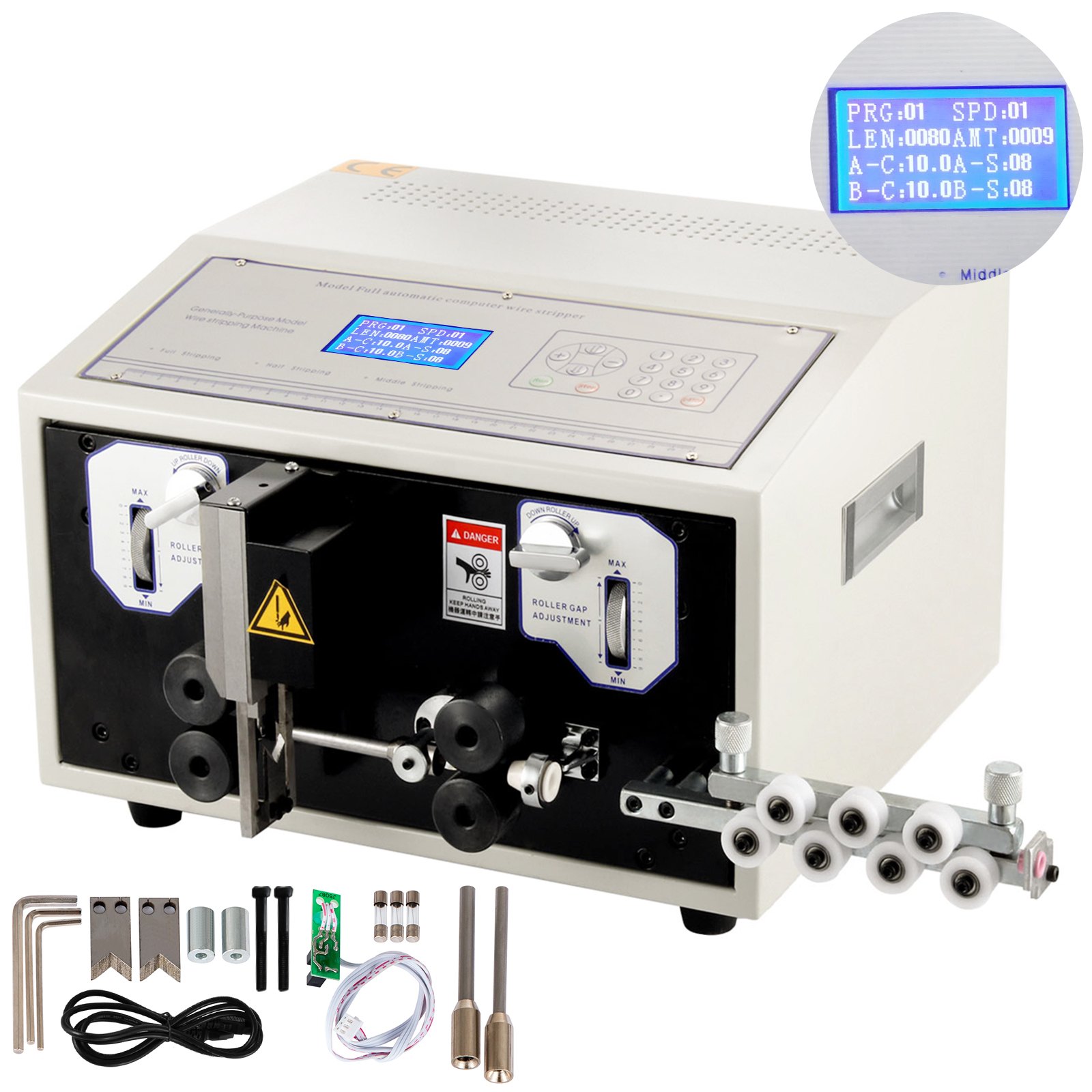 VEVOR SWT508-E Máquina peladora y peladora de corte de cables por computadora 0.1-8 mm² Pelacables automático Pelacables de 1-9999 mm de longitud de corte Máquina peladora de cables
