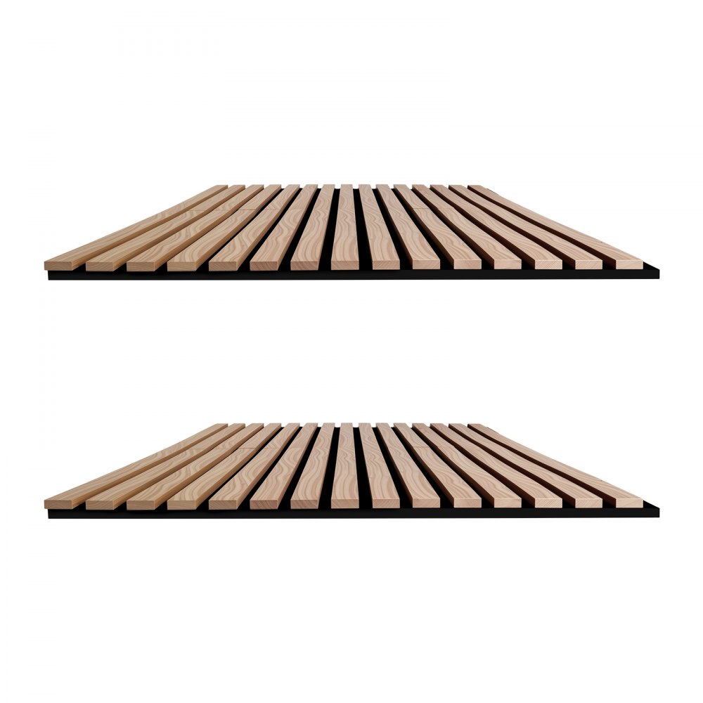 Paneles de pared de madera VEVOR, 240 x 60 cm, paneles acústicos de listones, color nogal, absorbentes de sonido para salas de estar, dormitorios, oficinas, estudios, decoración de paredes interiores, construcción de MDF y PET, kit de tornillos, paquete de 2