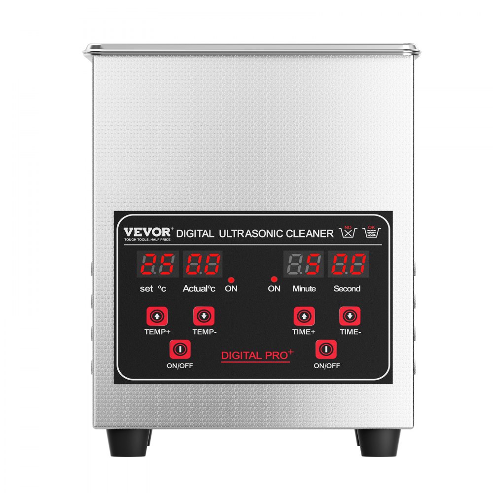Limpiador ultrasónico VEVOR, máquina de limpieza profesional de 1,3 L y 60 W con temporizador y calentador, limpiador ultrasónico digital de 40 kHz con cesta para relojes, cristales, retenedores de joyas, piezas industriales y herramientas.