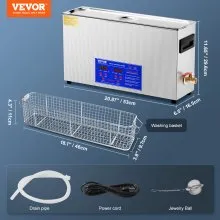 Limpiador ultrasónico de armas VEVOR de 10 l, máquina de limpieza ultrasónica profesional de 300 W con temporizador y calentador, limpiador ultrasónico digital de 40 kHz con cesta para piezas de armas, balas y suministros militares Marca: VEVOR