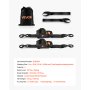 Correas de trinquete retráctiles VEVOR, 2 pulgadas x 10 pies, correas de amarre con ganchos en forma de S, resistencia a la rotura de 3033 lb, 2 bucles suaves, trinquete de amarre para mudanzas, remolques, motocicletas, kayaks, techo de automóvil, paquete de 2