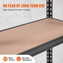 VEVOR Estantería de almacenamiento, ajustable de 5 niveles, capacidad de 2000 libras, estantes de garaje resistentes, organizador de metal, estante utilitario, negro, 18" de profundidad x 48" de ancho x 72" de alto para cocina, despensa, sótano, baño, lavandería