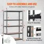 VEVOR Estantería de almacenamiento, ajustable de 5 niveles, capacidad de 2000 libras, estantes de garaje resistentes, organizador de metal, negro, 48 pulgadas de largo x 24 pulgadas de ancho x 72 pulgadas de alto para cocina, despensa, sótano, baño, lavandería