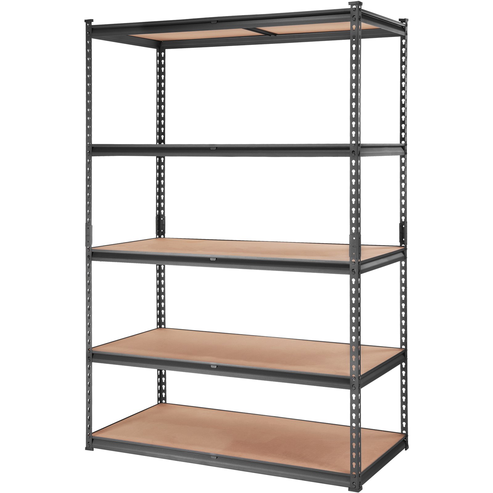 Estantería de almacenamiento VEVOR, ajustable, de 5 niveles, con capacidad de 907 kg, resistente, de metal, para garaje, color negro, 122 cm de largo x 61 cm de ancho x 183 cm de alto, ideal para cocina, despensa, sótano, baño, lavandería.