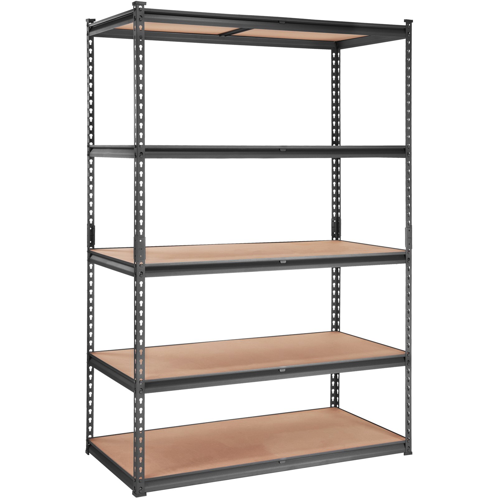 Estantería de almacenamiento VEVOR, ajustable, de 5 niveles, con capacidad de 907 kg, resistente, de metal, para garaje, color negro, 122 cm de largo x 61 cm de ancho x 183 cm de alto, ideal para cocina, despensa, sótano, baño, lavandería.