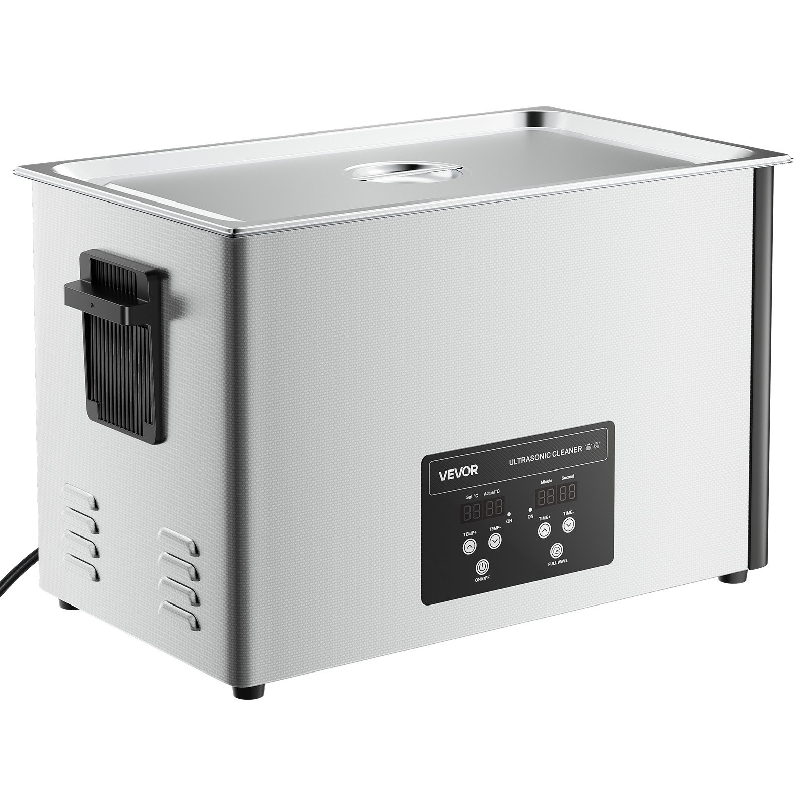 Limpiador ultrasónico VEVOR de 30 litros, máquina limpiadora ultrasónica profesional con cesta de limpieza y pantalla digital, máquina de limpieza industrial de acero inoxidable de 480 W y 40 kHz para piezas, carburadores e instrumentos.