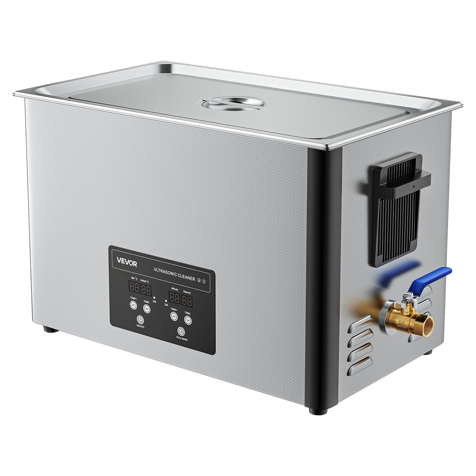 Limpiador ultrasónico VEVOR de 30 litros, máquina limpiadora ultrasónica profesional con cesta de limpieza y pantalla digital, máquina de limpieza industrial de acero inoxidable de 480 W y 40 kHz para piezas, carburadores e instrumentos.