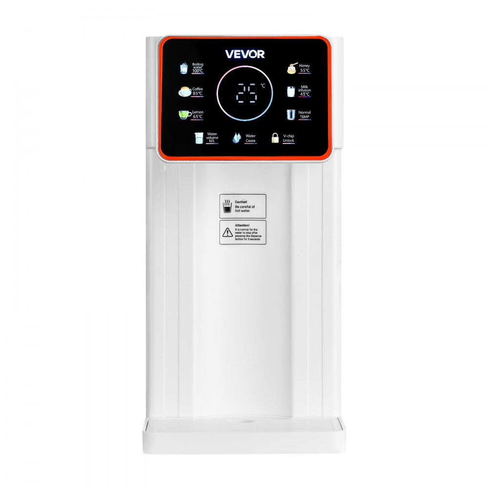 Dispensador de agua caliente instantánea VEVOR, dispensador de agua hirviendo de sobremesa con 6 temperaturas y 7 volúmenes de agua ajustables, depósito de agua extraíble de 3 litros (101 oz), calentamiento rápido con pantalla táctil y bloqueo infantil para el hogar