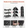 VEVOR Carro de servicio plegable, 3 estantes, 165 libras, carro rodante de plástico resistente con ruedas bloqueables, mango ergonómico, carro de herramientas de garaje portátil para almacén/oficina/h