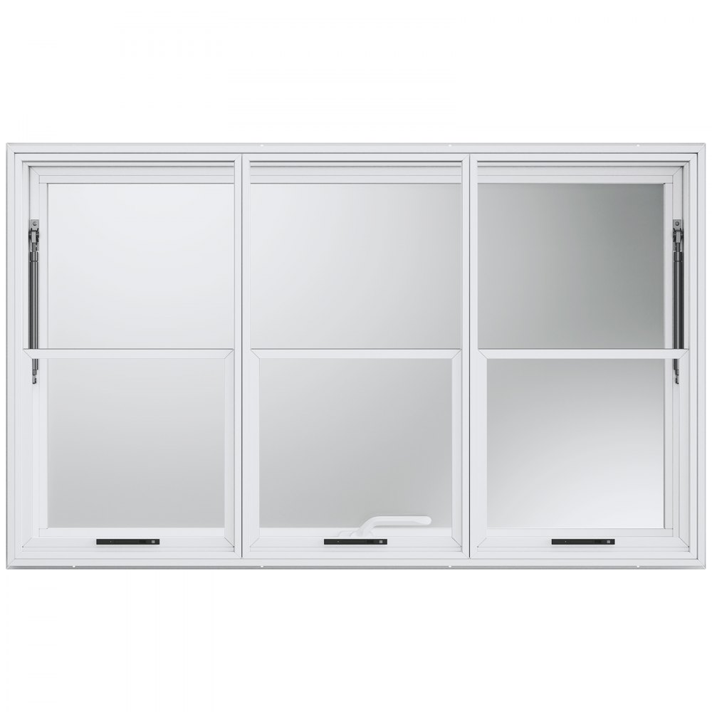 Ventana de concesión VEVOR de 152 x 91 cm, de aleación de aluminio, para servicio de food trucks, con ventanas de elevación vertical, puerta abatible y gancho de arrastre, con una inclinación de hasta 28 °C para food trucks y remolques de concesión.