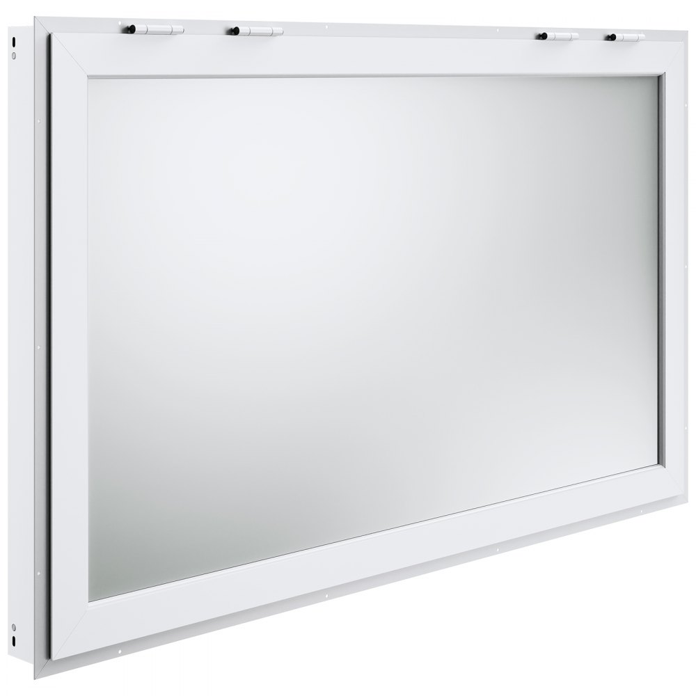 Ventana de concesión VEVOR de 152 x 91 cm, de aleación de aluminio, para servicio de food trucks, con ventanas de elevación vertical, puerta abatible y gancho de arrastre, con una inclinación de hasta 28 °C para food trucks y remolques de concesión.