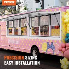 VEVOR Ventana de concesión de 60 x 36 pulgadas, ventana de servicio de camión de alimentos de aleación de aluminio con ventanas de elevación vertical y puerta de toldo y gancho de arrastre, ventana de servicio de hasta 85 grados para camiones de comida, remolques de concesión