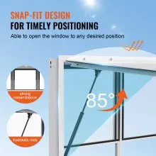 VEVOR Ventana de concesión de 60 x 36 pulgadas, ventana de servicio de camión de alimentos de aleación de aluminio con ventanas de elevación vertical y puerta de toldo y gancho de arrastre, ventana de servicio de hasta 85 grados para camiones de comida, remolques de concesión