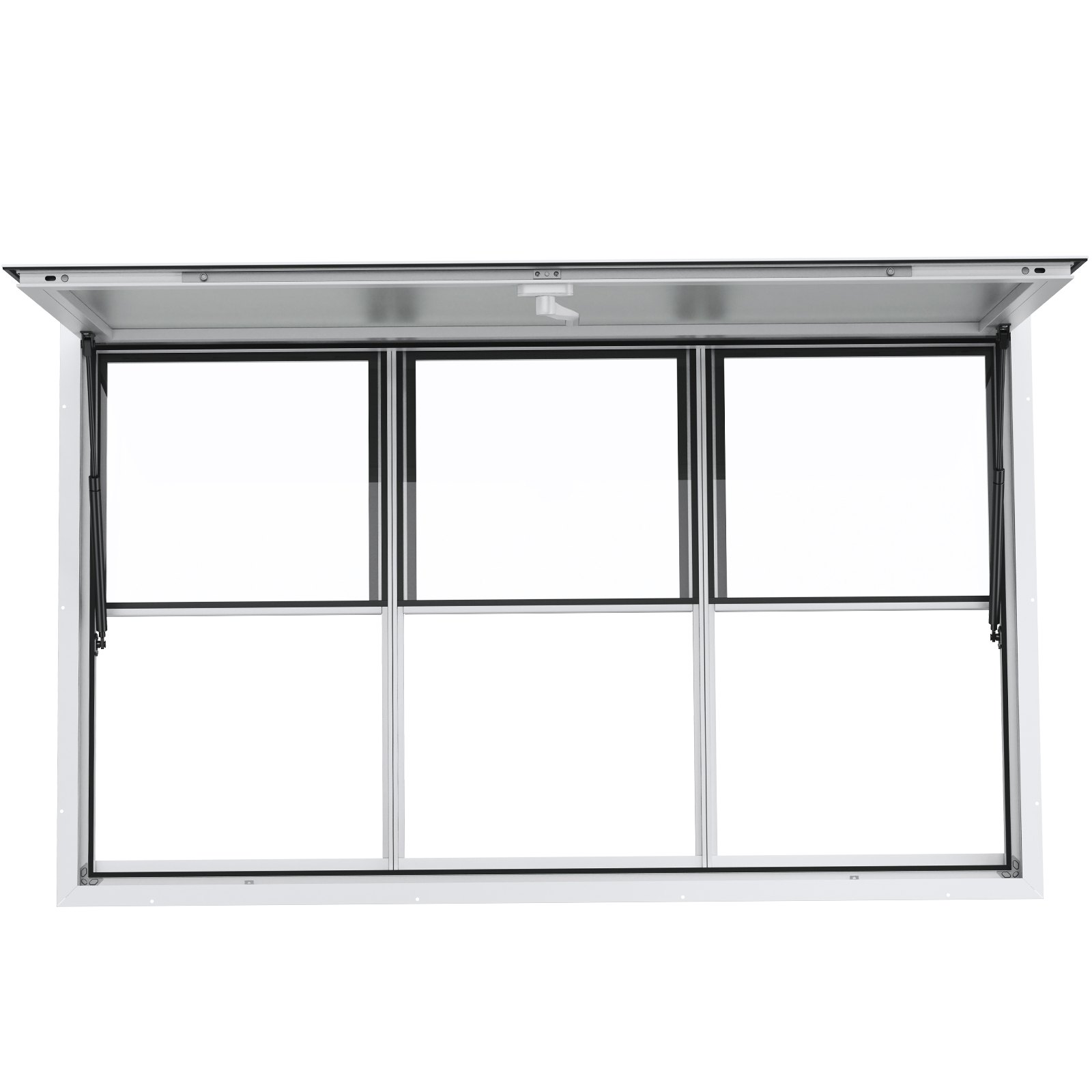 Ventana de concesión VEVOR de 152 x 91 cm, de aleación de aluminio, para servicio de food trucks, con ventanas de elevación vertical, puerta abatible y gancho de arrastre, con una inclinación de hasta 28 °C para food trucks y remolques de concesión.