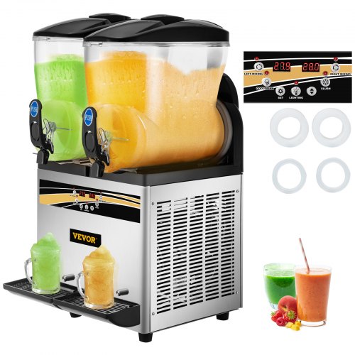 VEVOR Máquina de granizados Maquina para frappe Commercial Slush Machine Margarita Slush Maker 2x15L Máquina de bebidas congeladas