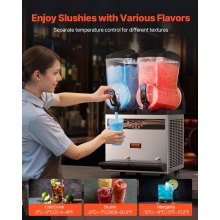VEVOR Máquina de granizados Maquina para frappe Commercial Slush Machine Margarita Slush Maker 2x15L Máquina de bebidas congeladas