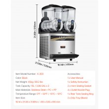VEVOR Máquina de granizados Maquina para frappe Commercial Slush Machine Margarita Slush Maker 2x15L Máquina de bebidas congeladas
