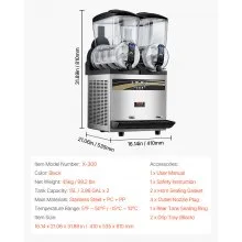VEVOR Máquina de granizados Maquina para frappe Commercial Slush Machine Margarita Slush Maker 2x15L Máquina de bebidas congeladas