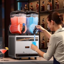 VEVOR Máquina de granizados Maquina para frappe Commercial Slush Machine Margarita Slush Maker 2x15L Máquina de bebidas congeladas