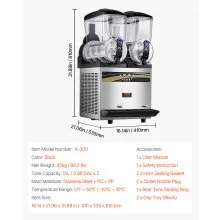 VEVOR Máquina de granizados Maquina para frappe Commercial Slush Machine Margarita Slush Maker 2x15L Máquina de bebidas congeladas