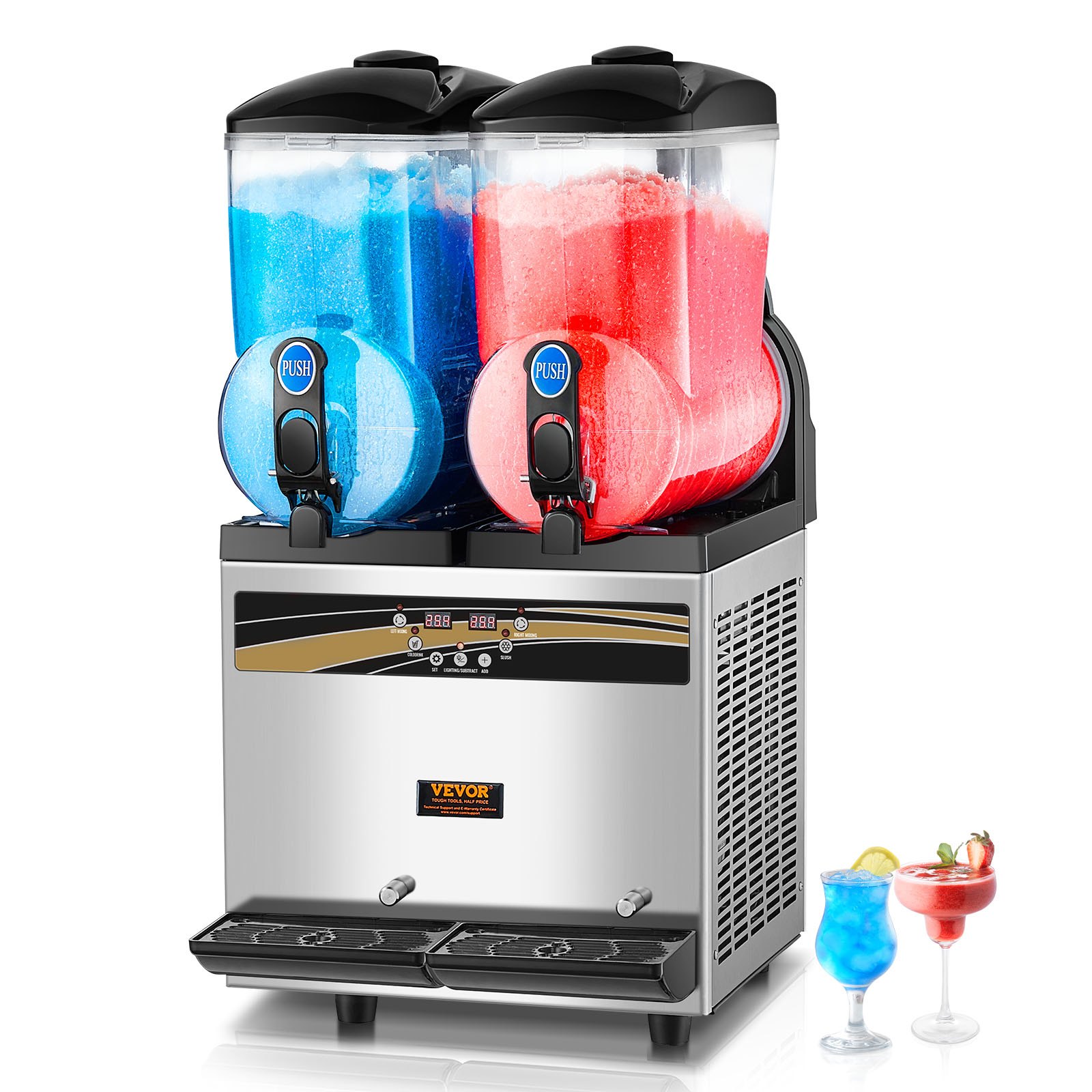 VEVOR Commercial Slush Machine Margarita Slush Maker 2x15L Máquina de bebidas congeladas