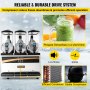 VEVOR Máquina de Granizados Comercial, Tanque de 3x15L Margarita Comercial, Máquina de Bebidas Congeladas de Acero Inoxidable de 1200 W, Ajuste de Temperatura de 26.6 °F a 28.4 °F, Perfecto para Restaurantes, Cafés, Bares