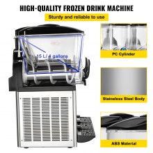 VEVOR Máquina de Granizados Comercial, Tanque de 3x15L Margarita Comercial, Máquina de Bebidas Congeladas de Acero Inoxidable de 1200 W, Ajuste de Temperatura de 26.6 °F a 28.4 °F, Perfecto para Restaurantes, Cafés, Bares