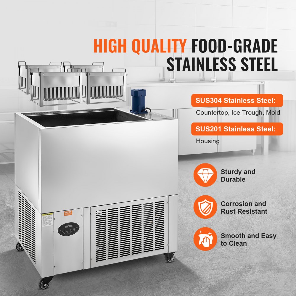 Máquina para hacer paletas de hielo comercial VEVOR, juego de 4 moldes, 120 piezas, de acero inoxidable, para hacer paletas de hielo, para bares, cafeterías y tiendas de té con leche (30 piezas/molde).