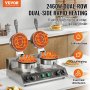 Gofrera comercial VEVOR, gofrera redonda de doble cabezal, 2460 W, gofrera belga antiadherente de acero inoxidable con control de temperatura y tiempo, asa, ideal para restaurantes, panaderías, bares y uso doméstico.