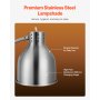 Lámpara de calentamiento de alimentos VEVOR, 500 W, eléctrica, comercial, para patatas fritas, de acero inoxidable, con 2 cabezales y 3 bombillas, ideal para cocinas, bufés y restaurantes, color plateado.