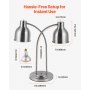Lámpara de calentamiento de alimentos VEVOR, 500 W, eléctrica, comercial, para patatas fritas, de acero inoxidable, con 2 cabezales y 3 bombillas, ideal para cocinas, bufés y restaurantes, color plateado.