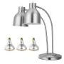 Lámpara de calentamiento de alimentos VEVOR, 500 W, eléctrica, comercial, para patatas fritas, de acero inoxidable, con 2 cabezales y 3 bombillas, ideal para cocinas, bufés y restaurantes, color plateado.