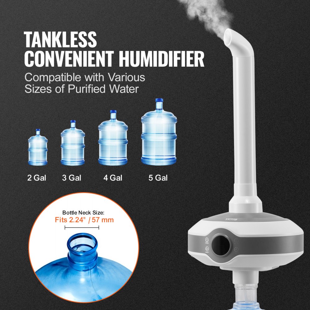 Humidificador VEVOR para habitaciones grandes de 119,5 m² (1291,7 pies cuadrados), humidificador industrial y comercial, salida de 560 ml/h, apagado automático, humidificador ultrasónico de vapor frío para el hogar, invernaderos, plantaciones de interior, almacenes y oficinas.