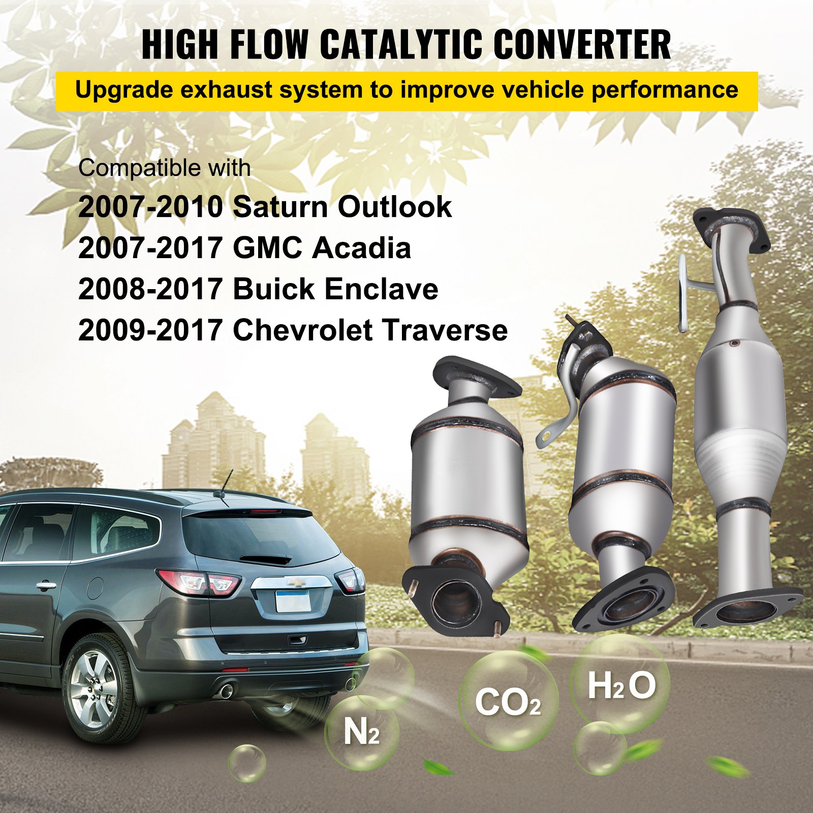 Convertidor catalítico de alto flujo compatible con el convertidor catalítico transversal VEVOR.