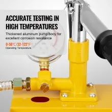 Bomba de prueba hidrostática VEVOR, máx. 25 bar/362 PSI, kit de comprobador de presión de agua manual hidráulico de una sola válvula con manómetro, tanque de agua de 1,4 galones, manguera de 3 pies con conector de rosca externa de 1/2 pulgada para tubería