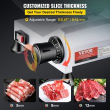 VEVOR Cortadora de carne comercial de 240 W, cortadora eléctrica de alimentos Deli, cortadora de alimentos eléctrica con hoja de acero al carbono de 10", cortadora de carne de 350-400 RPM, grosor ajustable de 0 a 0,47 pulgadas para uso comercial y doméstico