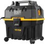 Aspiradora de taller VEVOR, capacidad de 4 galones, diseño negro y amarillo con ruedas y asa para portabilidad.